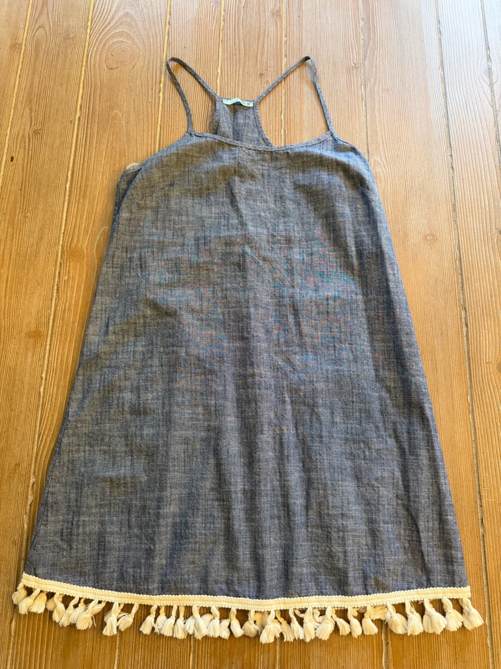 P.S Kate women’s denim Blue Chambray Tassel Hem Sundress